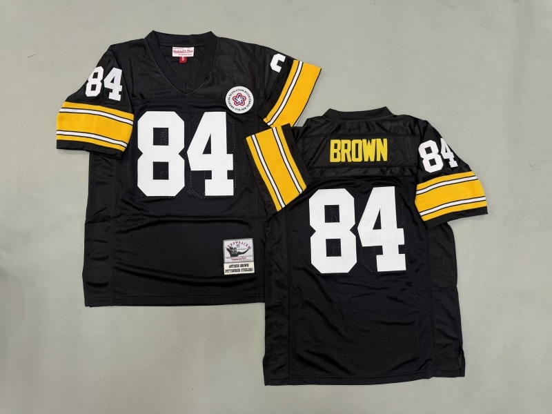 Men 2025 Pittsburgh Steelers #84 Brown black Throwback Limited NFL Jersey style 002